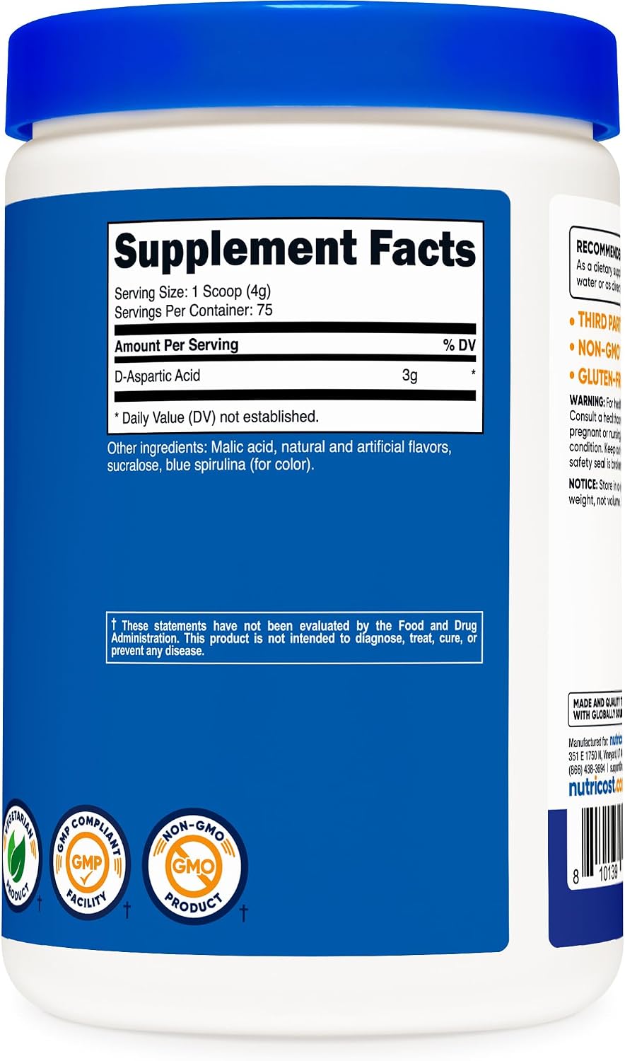 Nutricost D-Aspartic Acid (DAA) Powder – Blue Raspberry, 300g - görsel 5