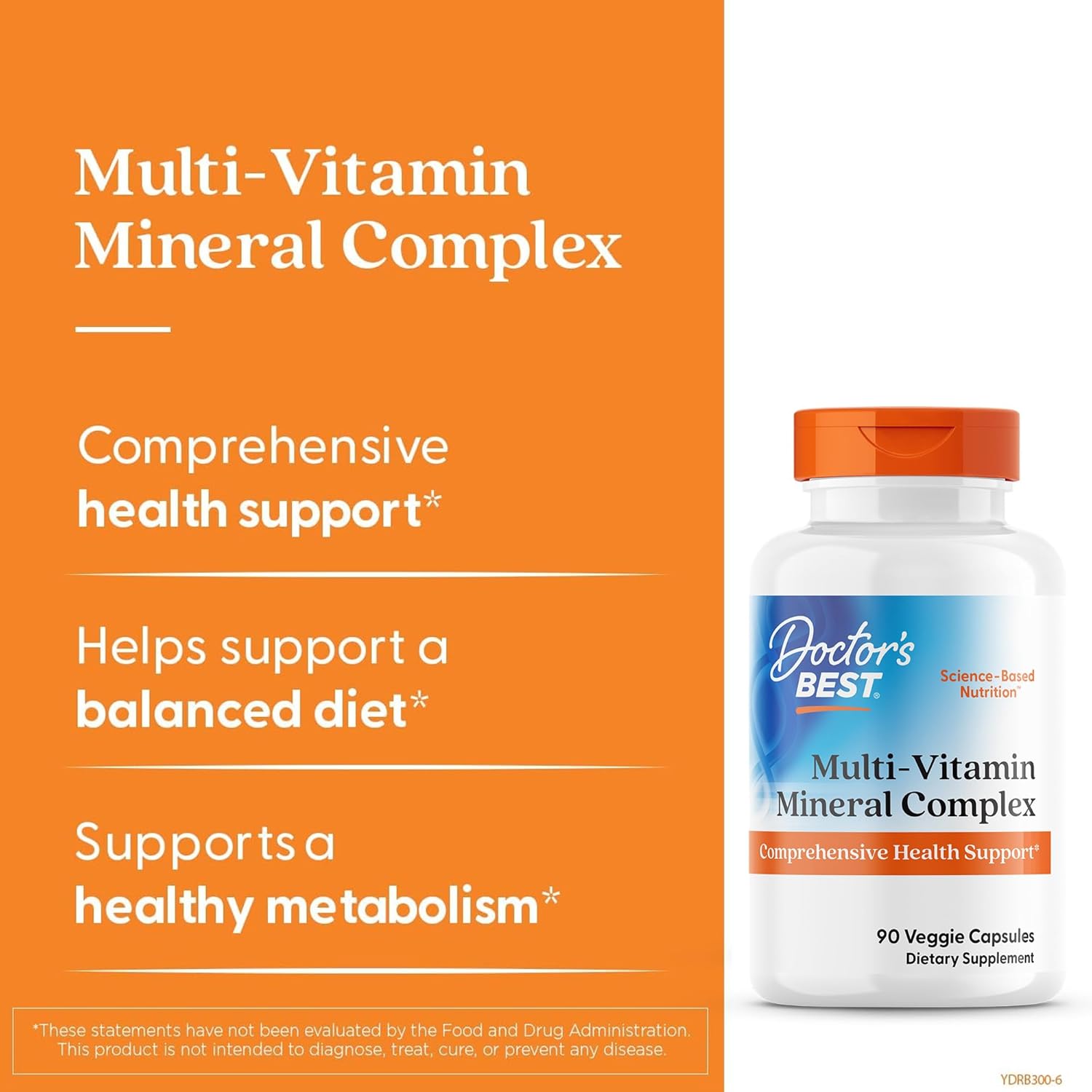 Doctor's Best Multivitamin Mineral Complex - Daily Vegan Multivitamin for Women & Men, Vitamins A, C, D3, E, K2, Riboflavin, & Niacin, Health Support Supplement for Adults, Non-GM, Gluten-Free - 90 Veg Capsules - görsel 3