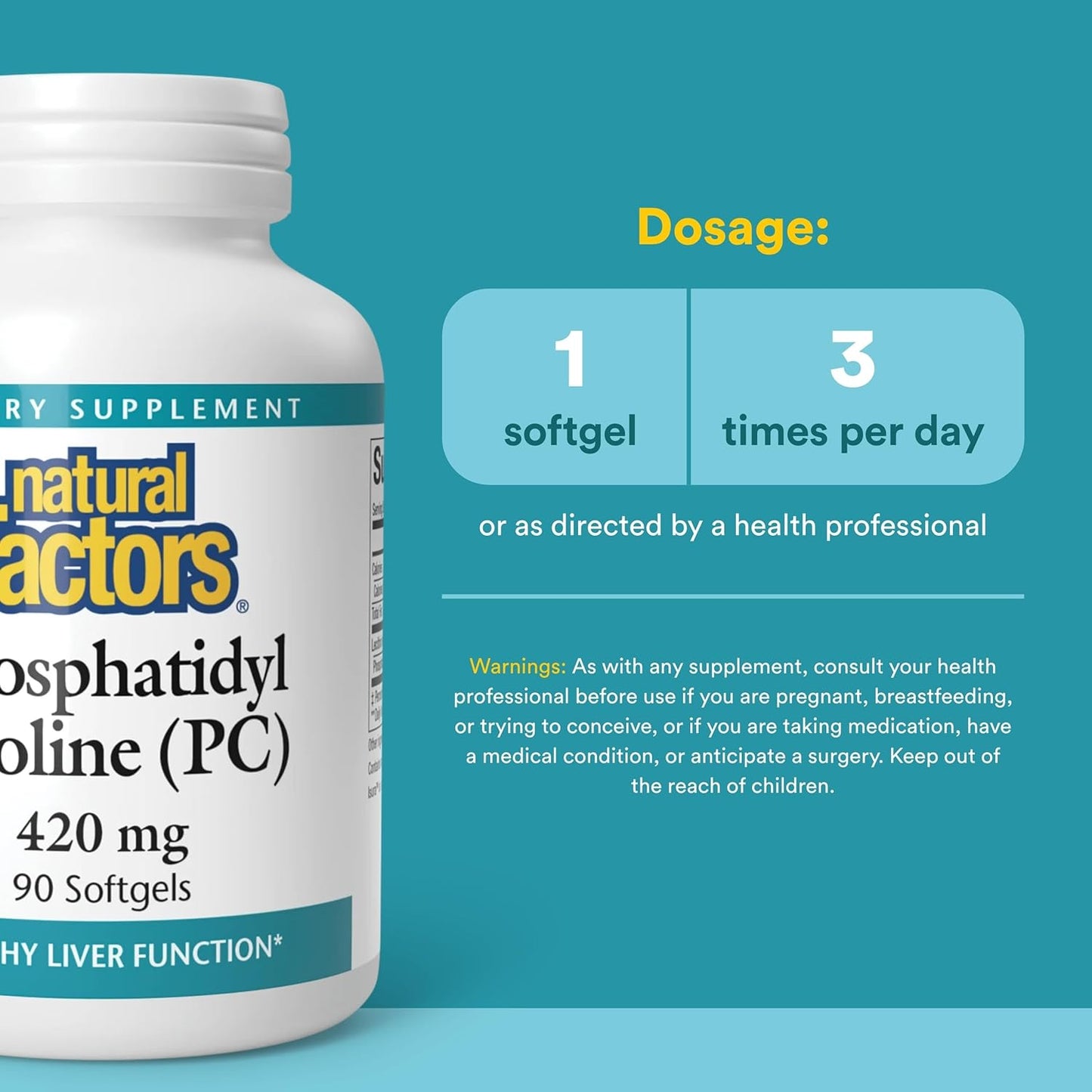 Natural Factors Phosphatidyl Choline 420mg, 90 Softgels – Supports Normal Liver Function - görsel 3