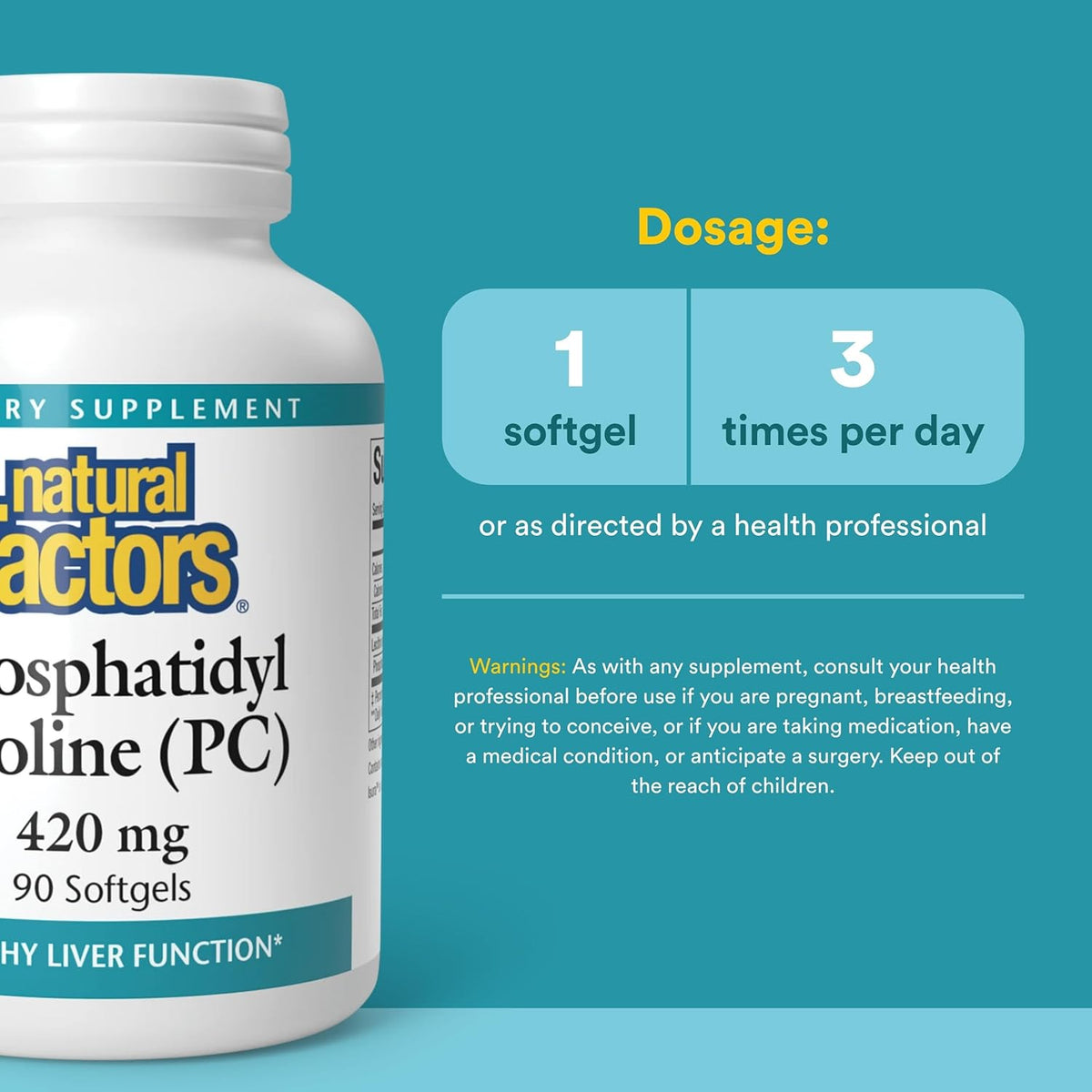 Natural Factors Phosphatidyl Choline 420mg, 90 Softgels – Supports Normal Liver Function - görsel 3