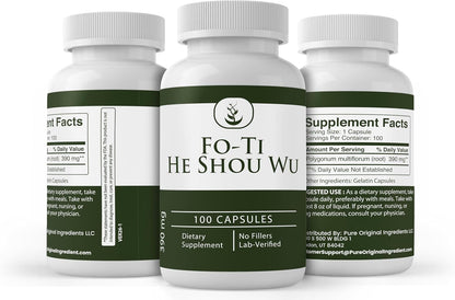 Pure Original Ingredients Fo-Ti (He Shou Wu) – 100 Capsules