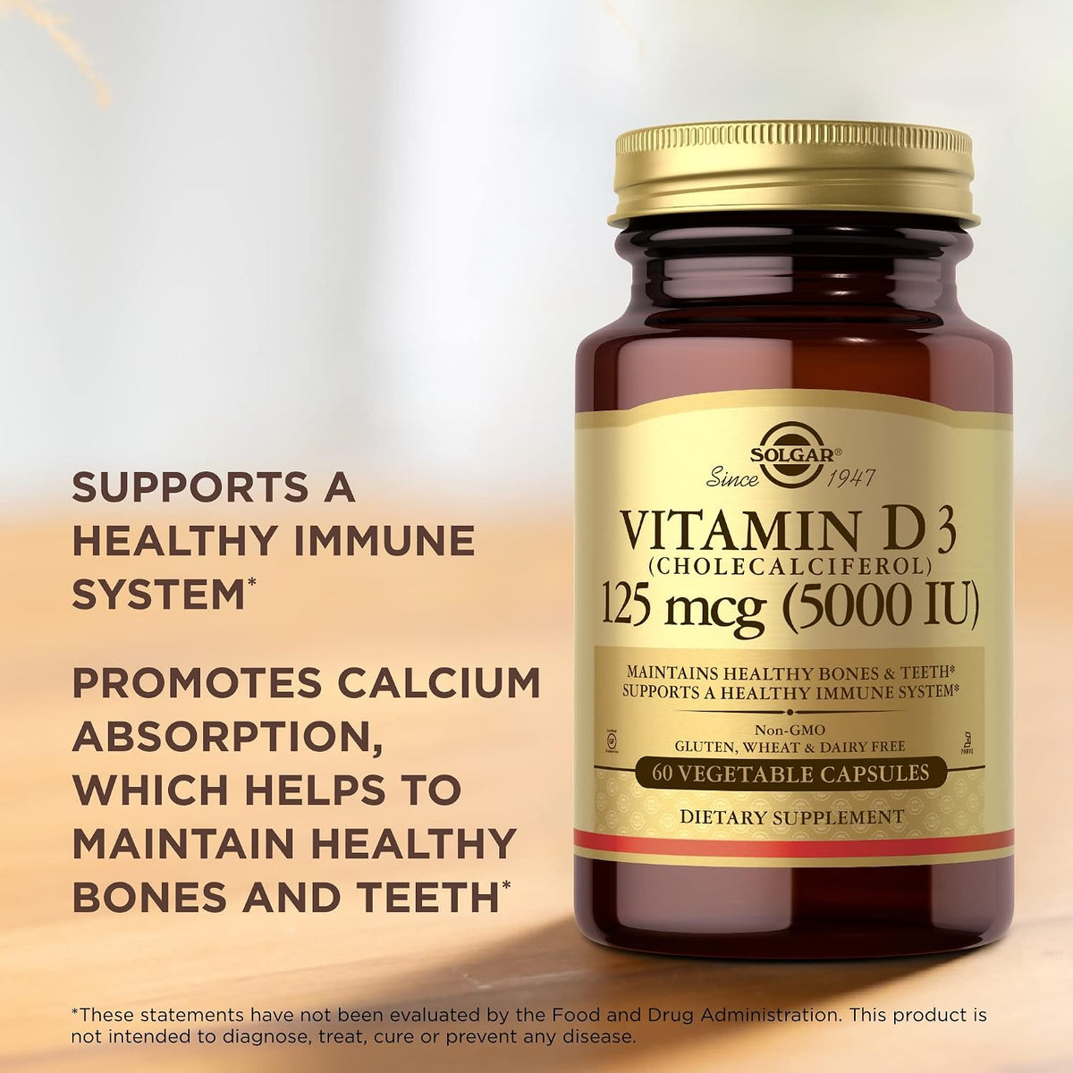 Solgar Vitamin D3 (Cholecalciferol) 125 mcg (5000 IU), 60 Vegetable Capsules - görsel 5