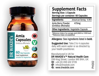 DR WAKDE'S Amla Capsules - 60 Vegan Capsules | Plant-Based Ayurvedic Supplement