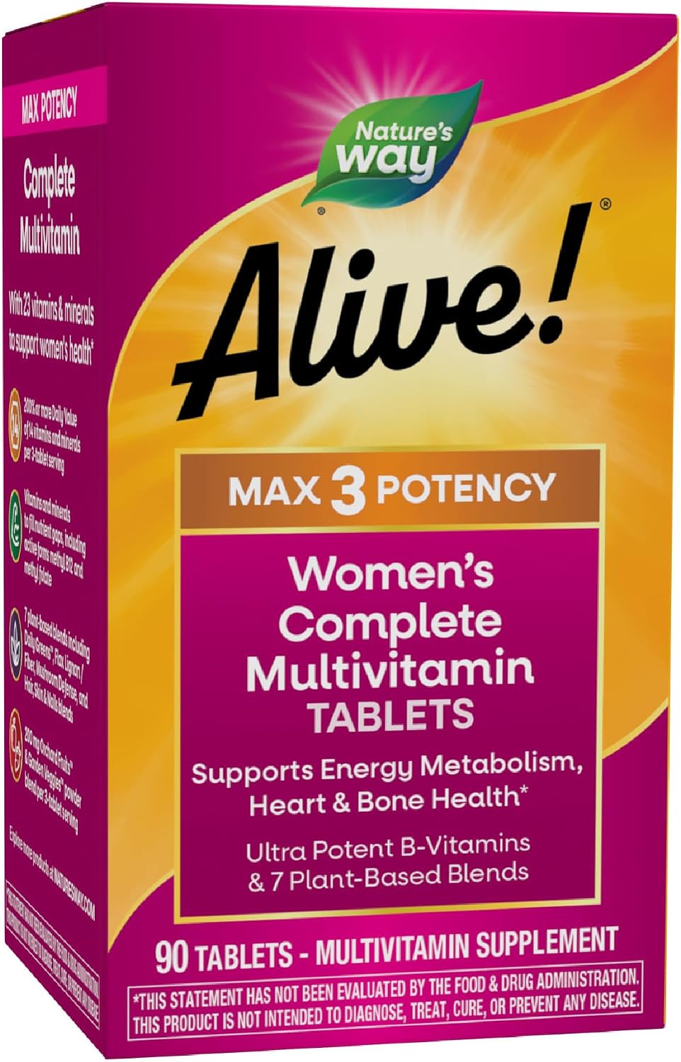 Nature's Way Alive! Max3 Potency Women's Complete Multivitamin, 90 Tablets - görsel 1