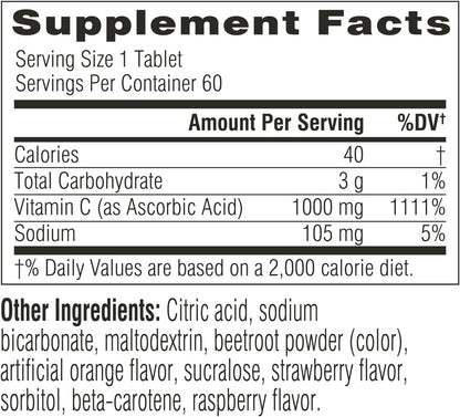 Swisse Effervescent Vitamin C 1000mg - Dissolvable Tablets, Immune Support, 60 Count