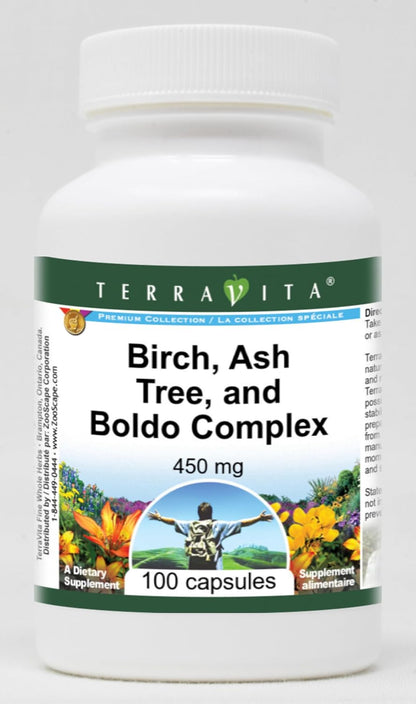 Birch, Ash Tree and Boldo Complex - 450 mg (100 Capsules) - Pack of 3