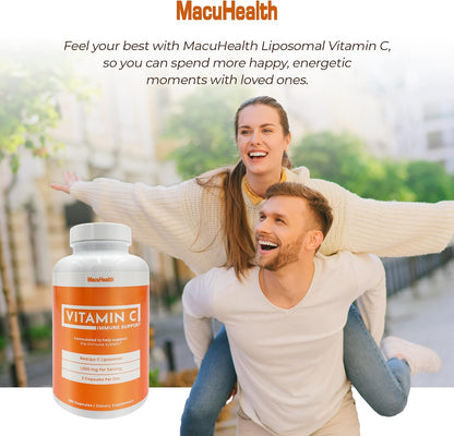 MacuHealth Liposomal Vitamin C 1000mg per Serving - High Bioavailability Vitamin with Fat-Soluble Antioxidants and Enhanced Absorption - 3 Month Supply