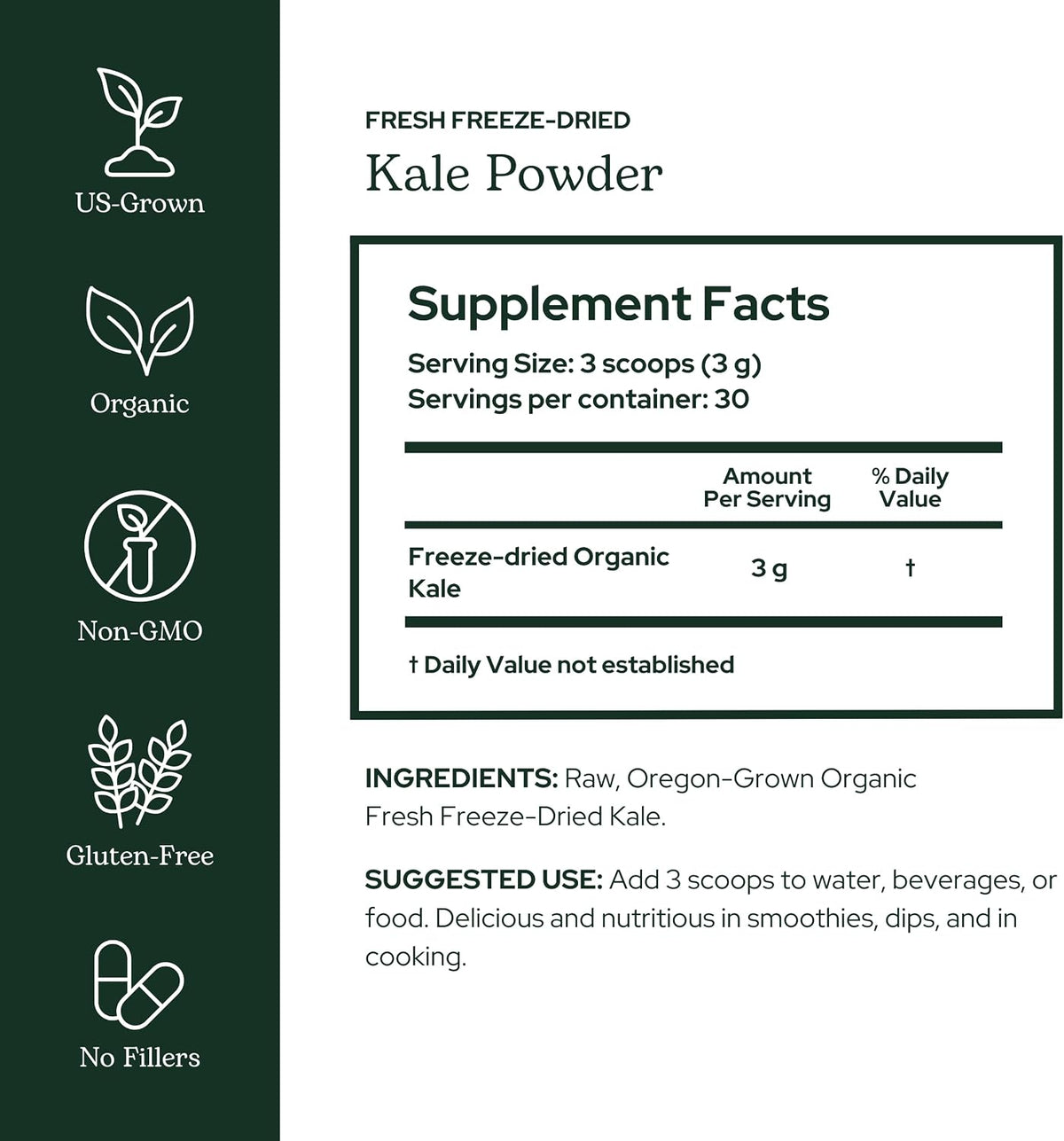 Eclectic Herb Organic Kale Powder - Superfood Supplement (91g) - görsel 2