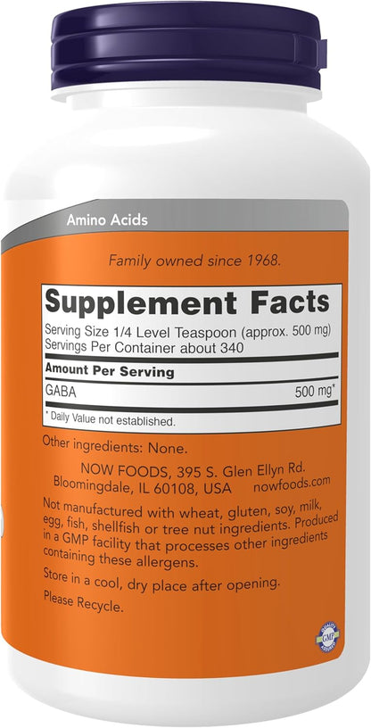 NOW Foods GABA (Gamma-Aminobutyric Acid) Powder, 170 g
