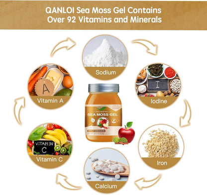 QANLOI Seamoss Raw Gel with Irish Sea Moss – Apple Cinnamon (525 g)