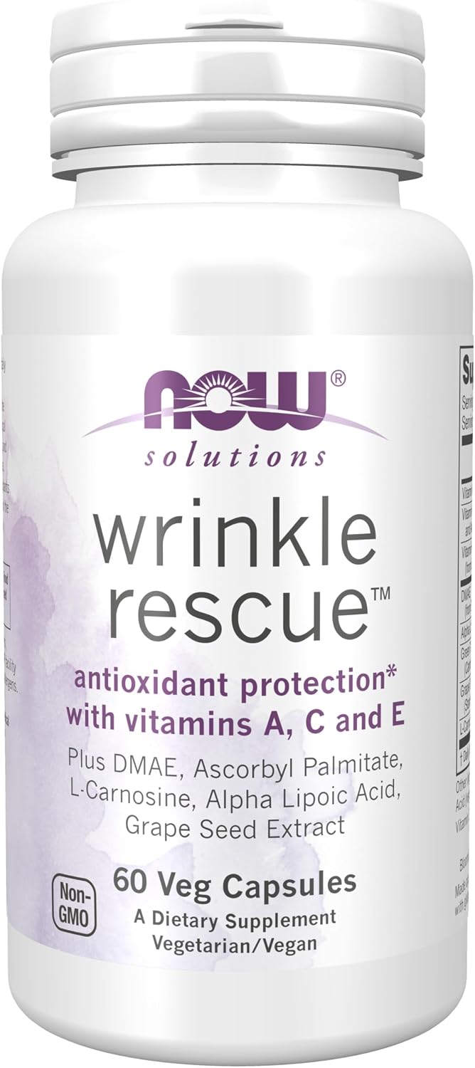 NOW Foods Solutions Wrinkle Rescue Capsules - Targeted Blend with Vitamins A, C and E - görsel 1