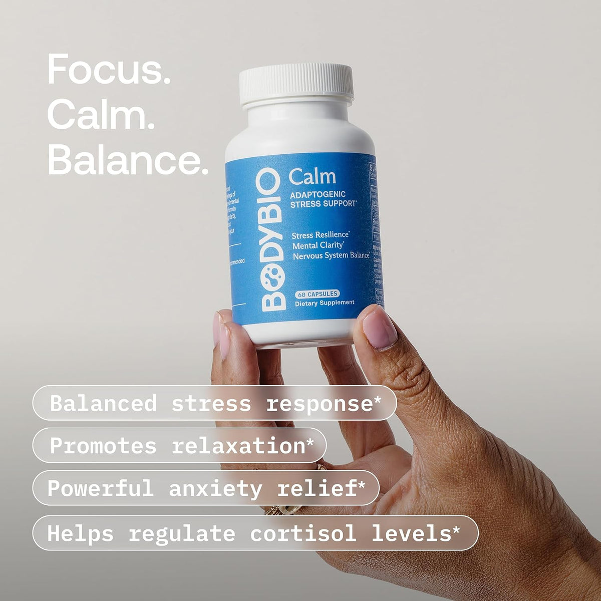 BodyBio Calm - Natural Stress Relief Blend, 60 Capsules - görsel 3