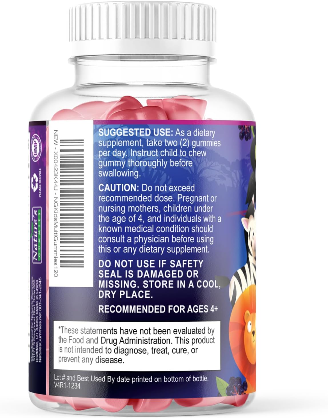 Nature's Nutrition Multivitamin for Kids - Complete Daily Children's Multi Vitamin Gummy - Natural Berry Flavour - 120 Gummies - görsel 8