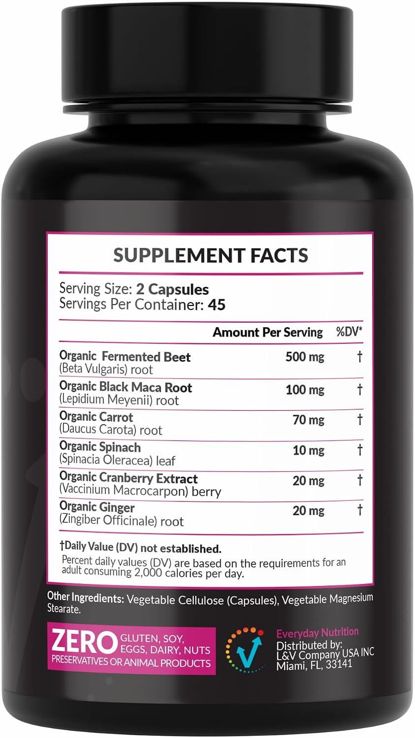Organic Fermented Beet Root and Black Maca Capsules - Superfood Blend for Energy and Wellness - görsel 2