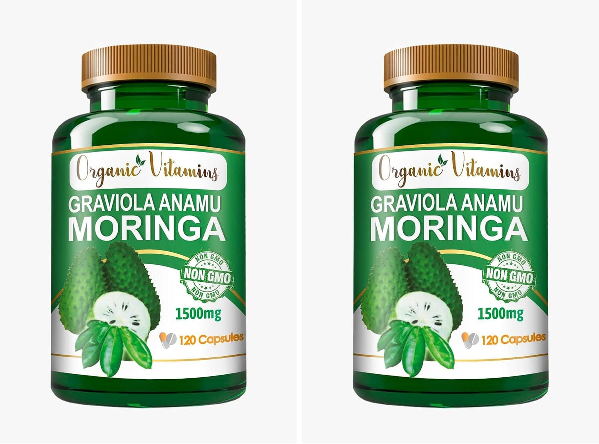 Graviola Soursop Annona muricata Anamu Moringa Green Superfood for Antioxidant Support 120 Capsules - görsel 4