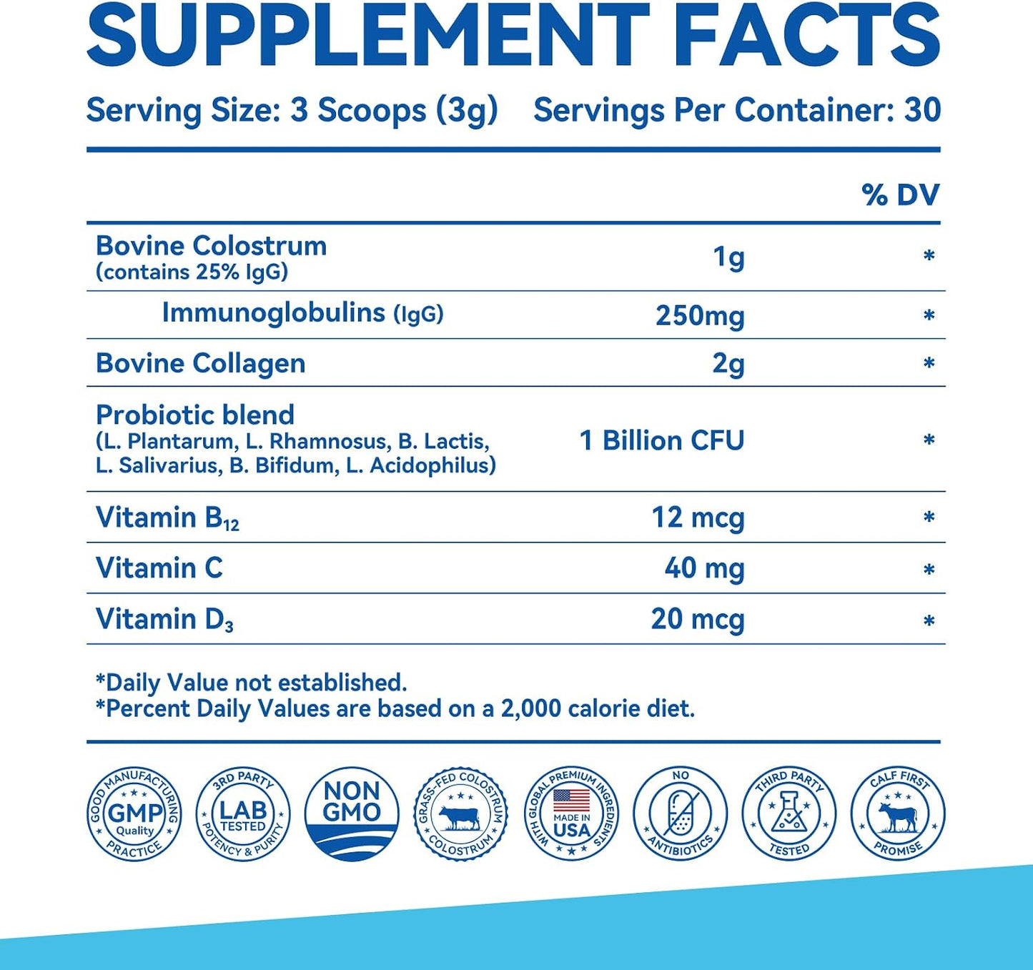 Inner Brightness Bovine Colostrum and Collagen Powder – Gut Health, Immune Support, Beauty Food Supplement (Unflavoured, 30 Servings) - görsel 7