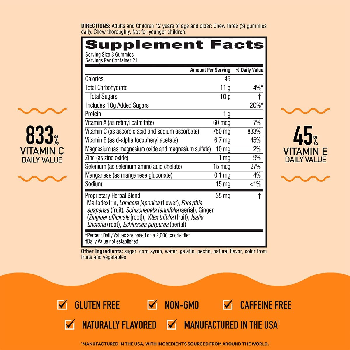 Airborne 750mg Vitamin C Immune Support Gummies for Adults, Assorted Fruit Flavour, Gluten-Free (42 Count, 2-Pack) - görsel 5