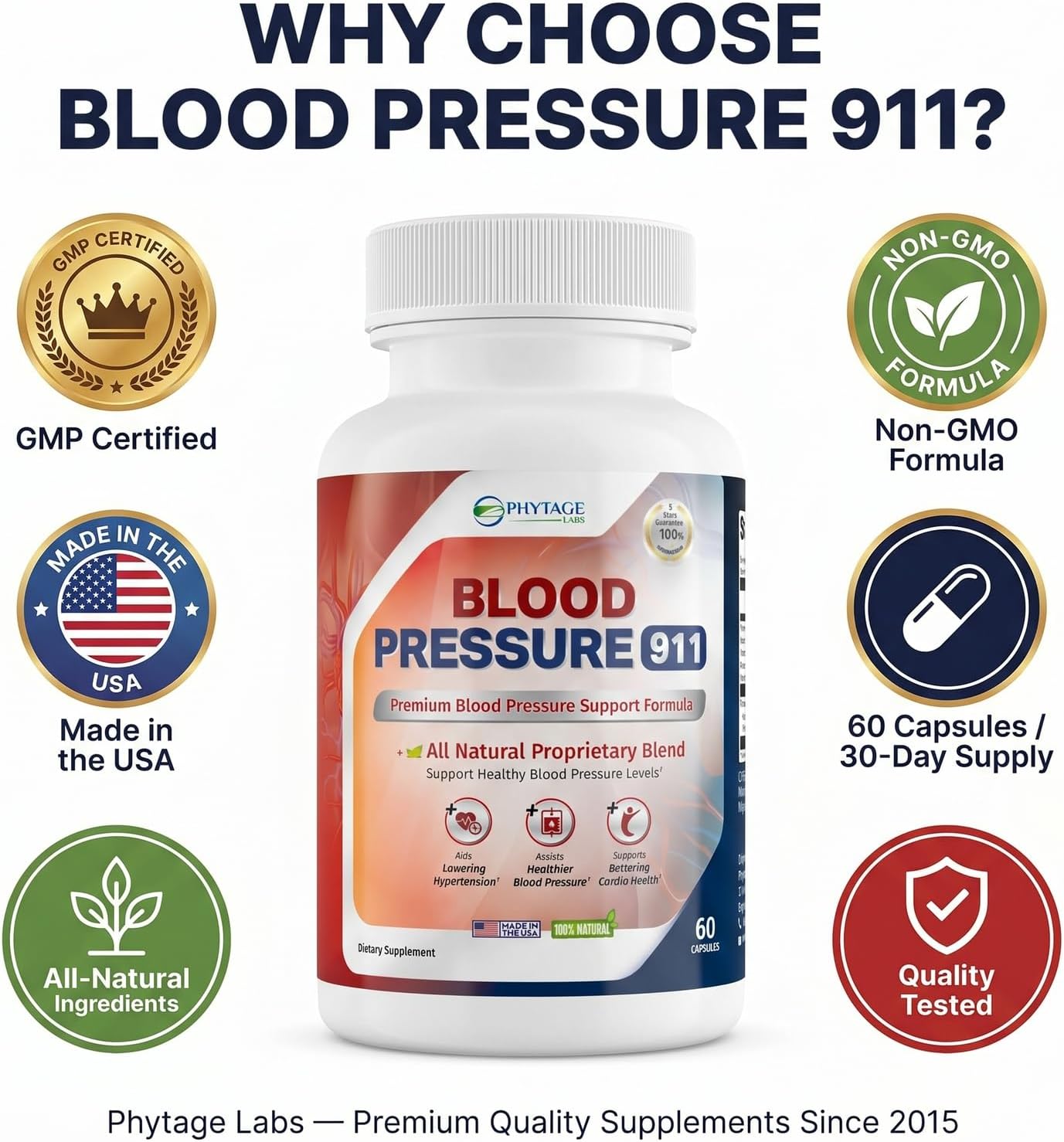Phytage Labs Blood Pressure 911 – Advanced Blood Pressure Support Food Supplement – 60 Capsules - görsel 7