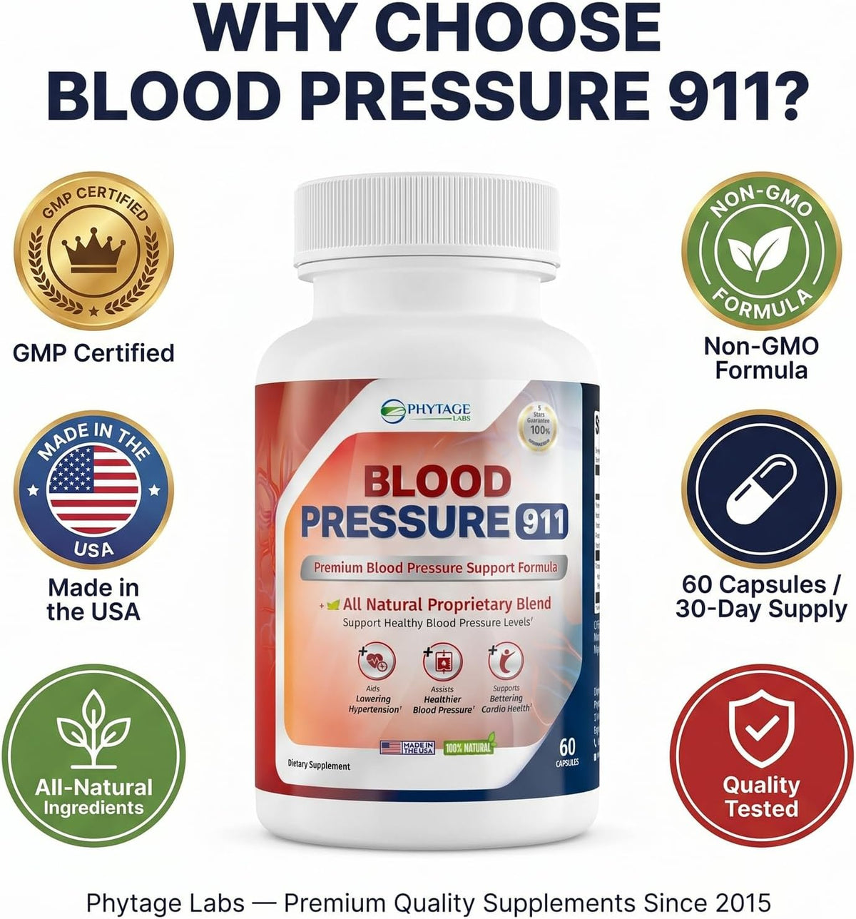 Phytage Labs Blood Pressure 911 – Advanced Blood Pressure Support Food Supplement – 60 Capsules - görsel 7