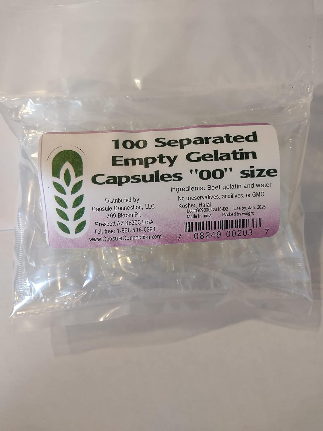 Capsule Connection Empty Gelatin Capsules, Size 00, 100 Count - görsel 1