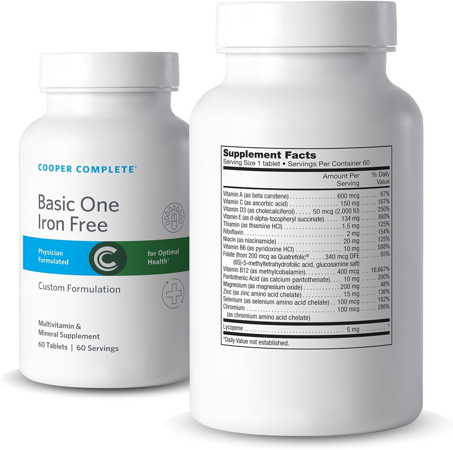 Cooper Complete Basic One Iron Free One A Day Multivitamin - 60 Tablets, Pack of 3 - görsel 2