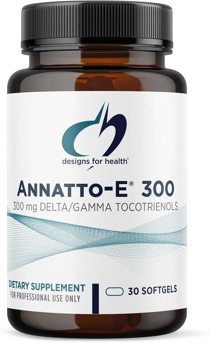 Designs for Health Annatto-E 300 mg Tocotrienols - DeltaGold Vitamin E Complex Supplement with Delta + Gamma Tocotrienols - Cardiovascular, Healthy Ageing + Antioxidant Support - Non-GMO (30 Softgels)