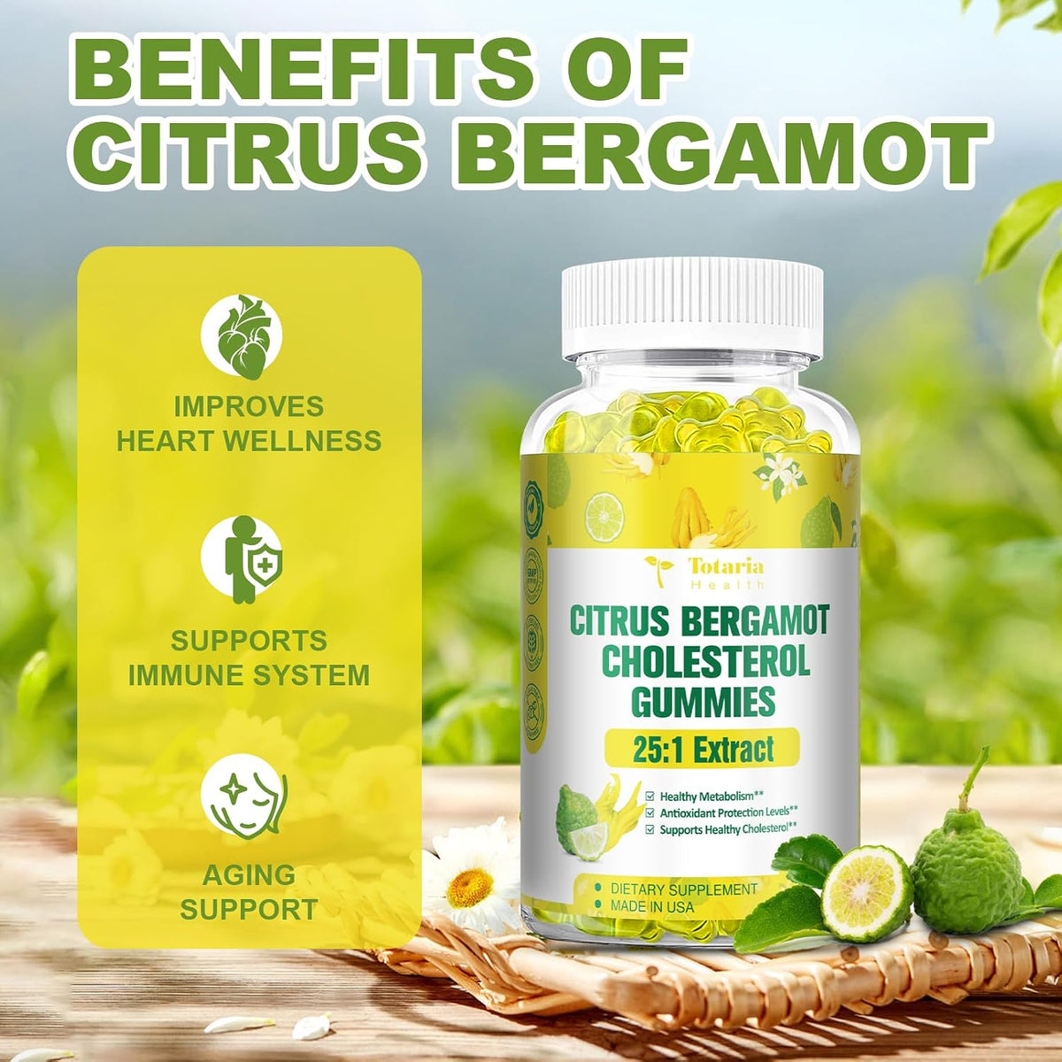 Sugar Free Citrus Bergamot Gummies – All Natural 25:1 Italian Bergamot Extract, Vegan - görsel 4