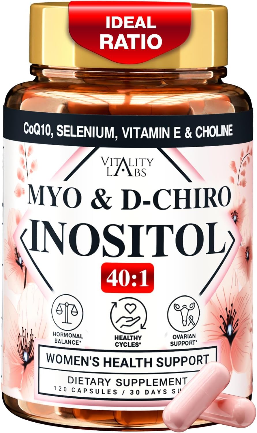 Myo-inositol & D-chiro Inositol Supplement for Women – Ideal 40:1 Ratio with CoQ10, Choline & Selenium – 120 Capsules - görsel 1