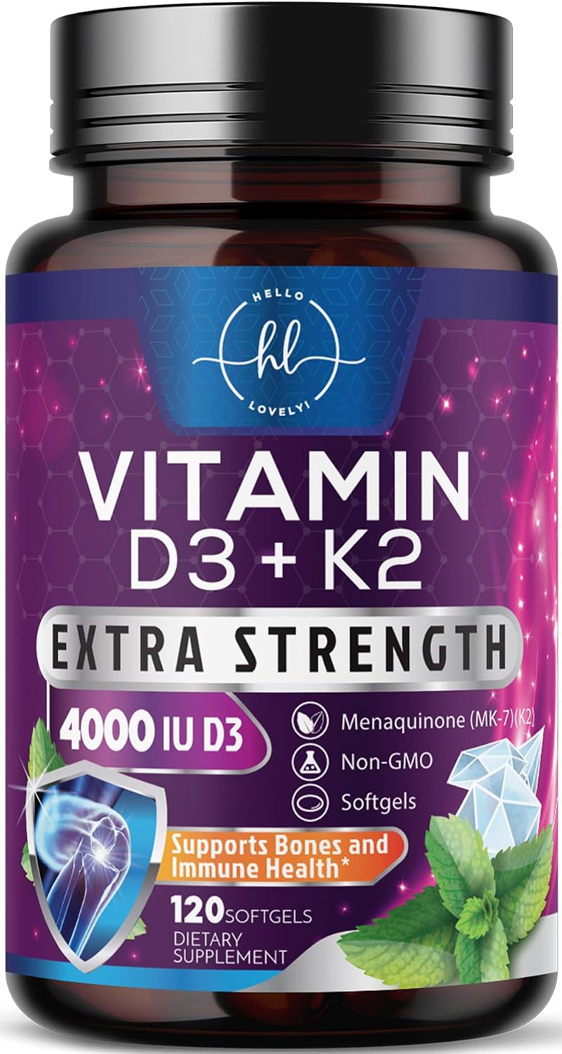 Vitamin D3 with K2 (MK-7) - 4000 IU D3 + 100 mcg K2 per Serving - 120 Soft gel capsules - görsel 1