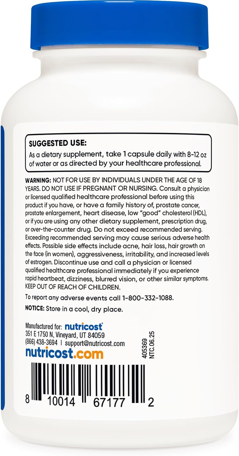 Nutricost DHEA 100mg, 240 Capsules - Gluten-free, Soya-free, Non-GM Supplement - görsel 4