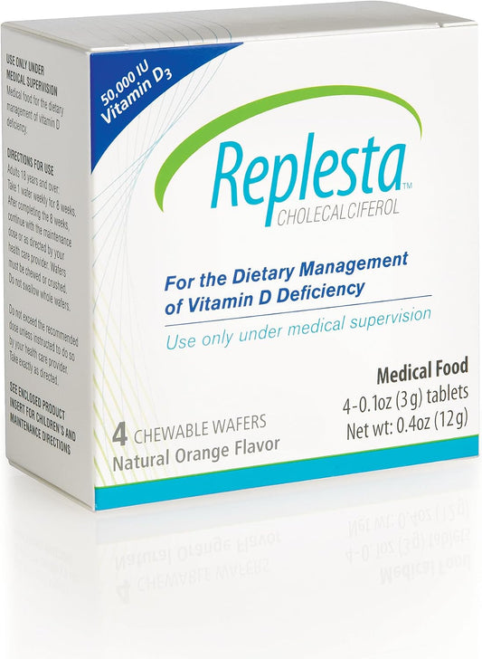 Replesta 50,000 IU Vitamin D3 Cholecalciferol Chewable Wafers