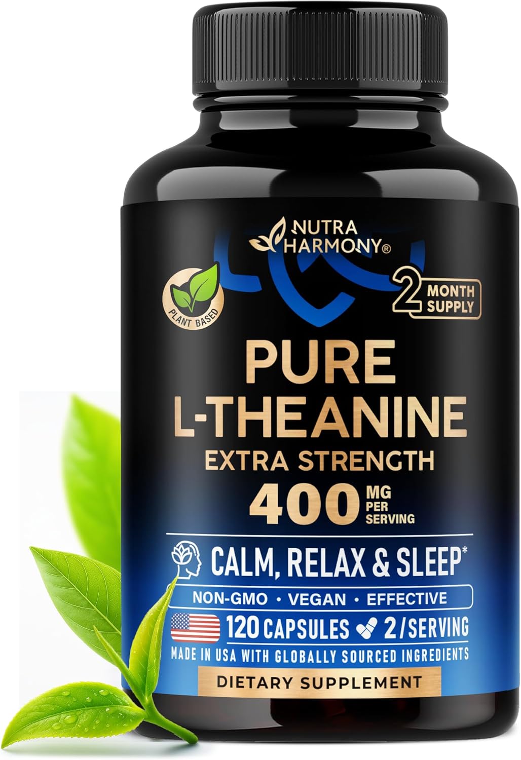 NUTRAHARMONY L-Theanine 400 mg – Calm & Relaxation Support Supplement (240 Vegan Capsules) - görsel 10
