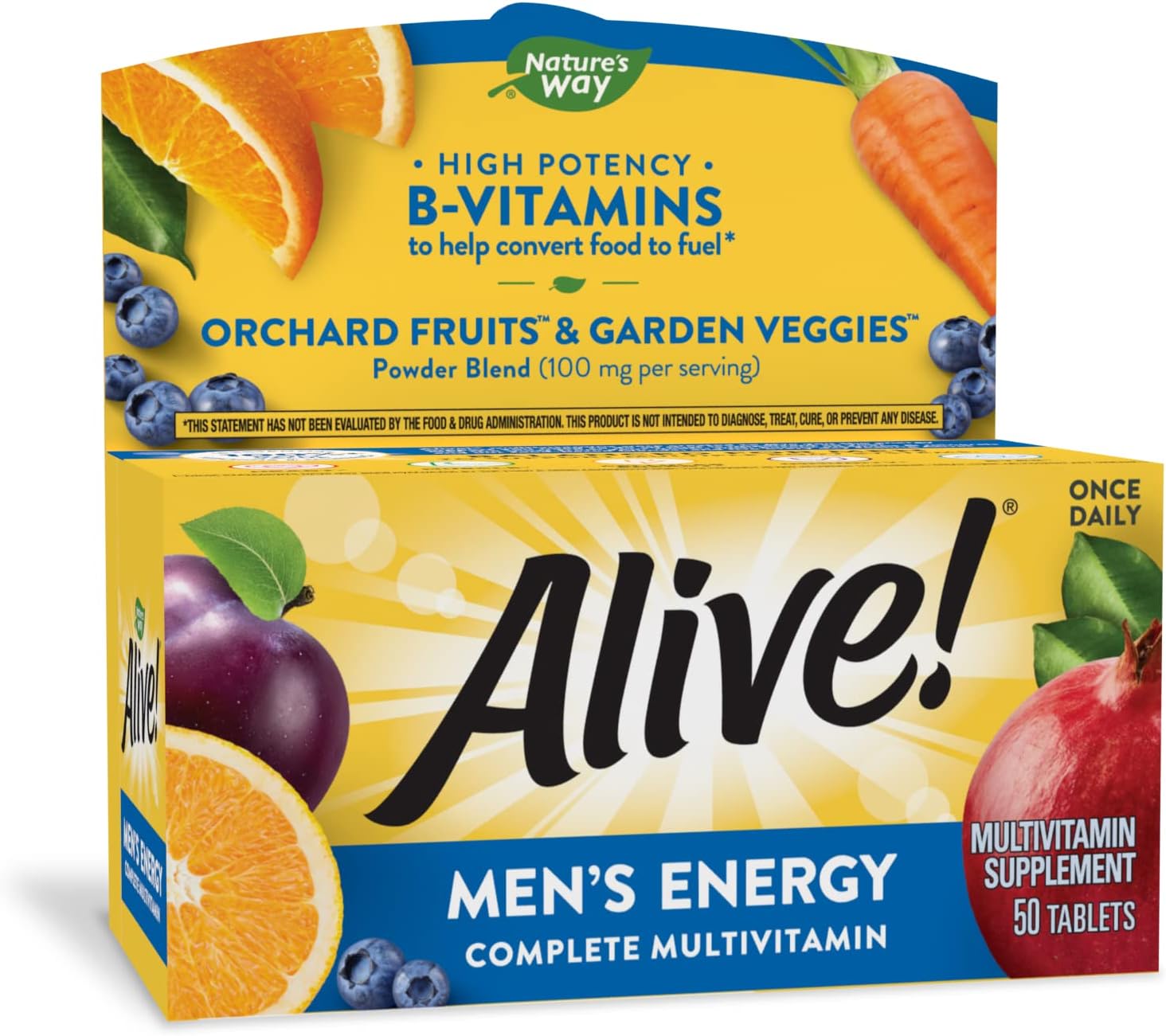 Nature's Way Alive! Men's Complete Daily Multivitamin, Supports Energy Metabolism & Muscle Function, with B Vitamins, Gluten-free, 130 Tablets - görsel 8