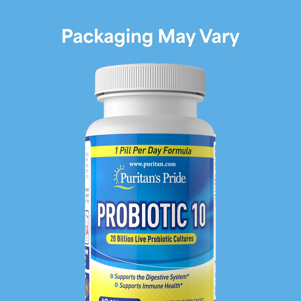 Puritan's Pride Probiotic 10 with Vitamin D, 60 Capsules - görsel 2