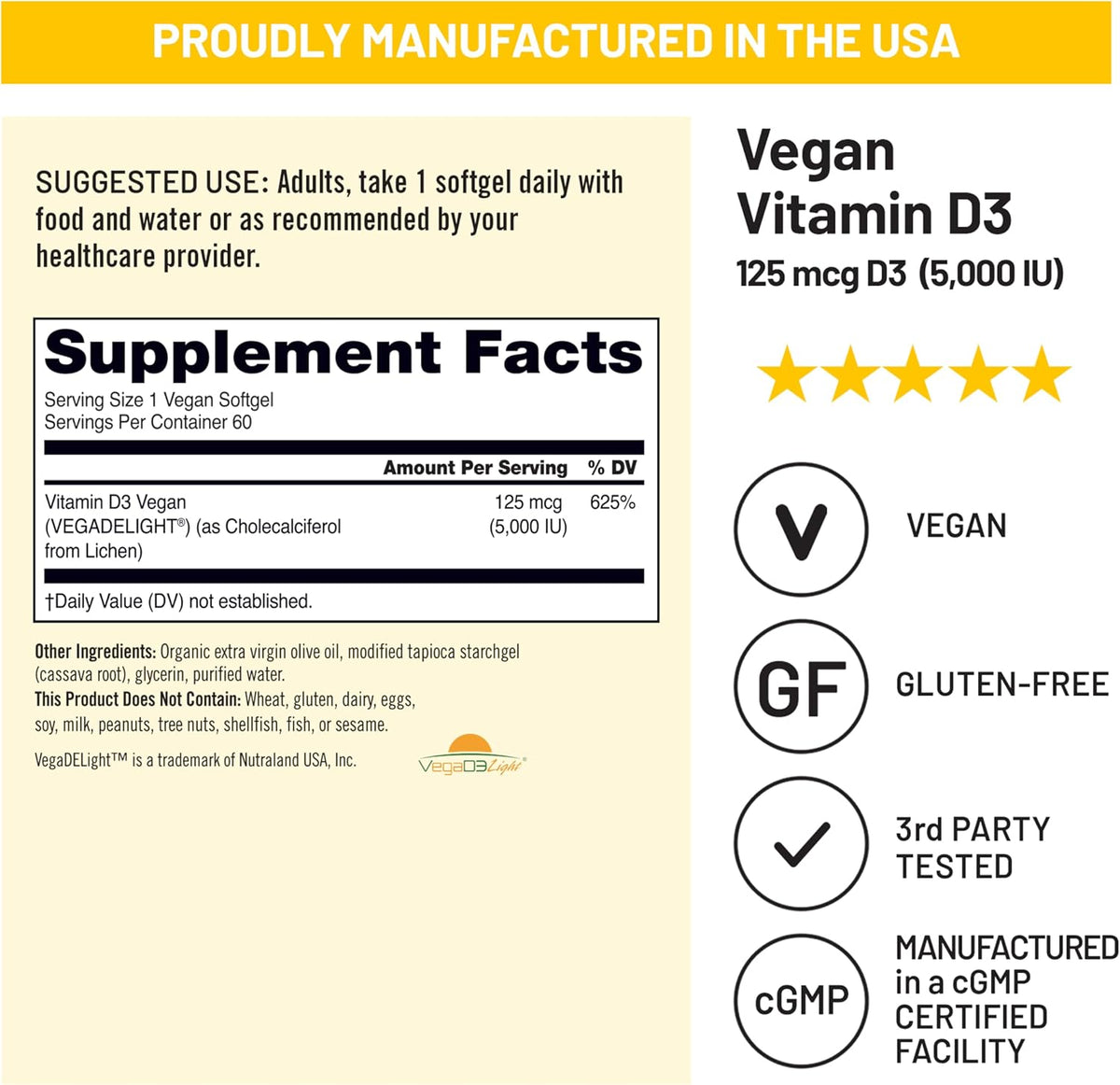NatureWise Vegan Vitamin D3 5000 IU (125 µg) – from Lichen, with Organic Olive Oil, 60 Softgels - görsel 4