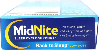 MidNite Sleep Cycle Support Back to Sleep Low Dose Melatonin & Herbal Blend, Cherry Flavour, 30 Quick Melt Tablets (Pack of 4)