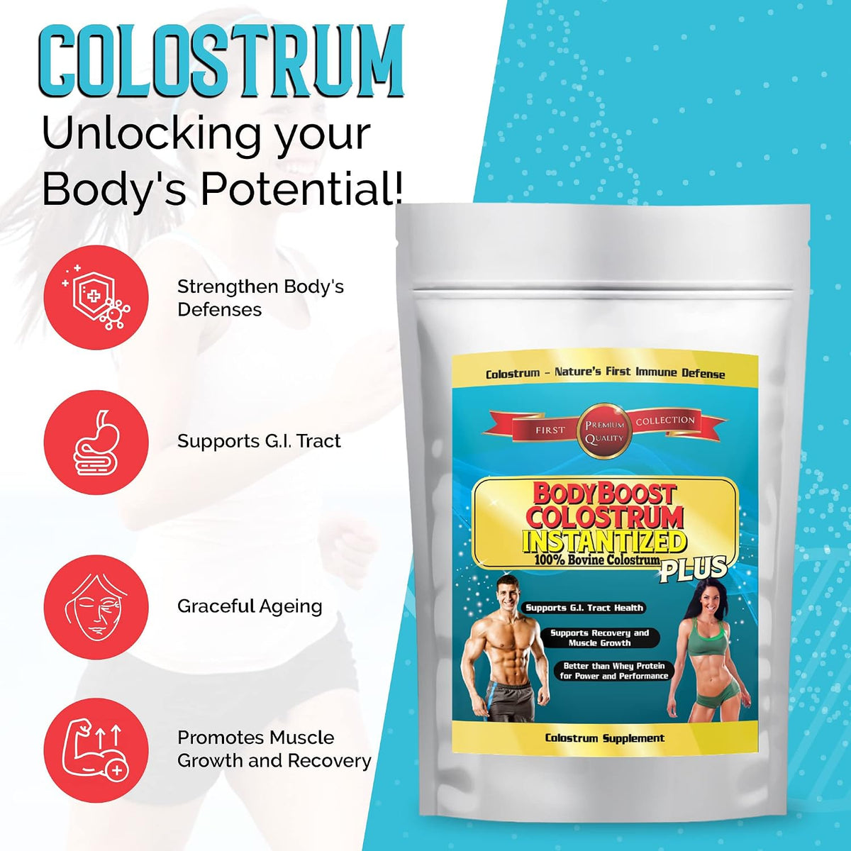 BodyBoost Instantised Colostrum Whole – 99.5% Bovine Colostrum Powder, Immune & Gut Health Support, 454 g - görsel 5