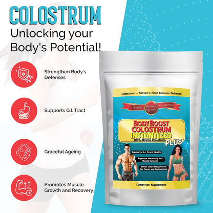 BodyBoost Colostrum Instantised Powder – 99.5% Bovine Colostrum, Immune & Gut Health Support, 2 x 454 g
