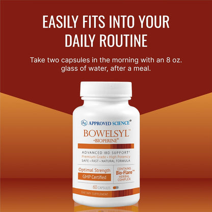 Approved Science Bowelsyl – 360 Capsules – Supports GI Tract, Soothes Colon, Restores Nutrients – High Absorption – All Natural, Non-GMO