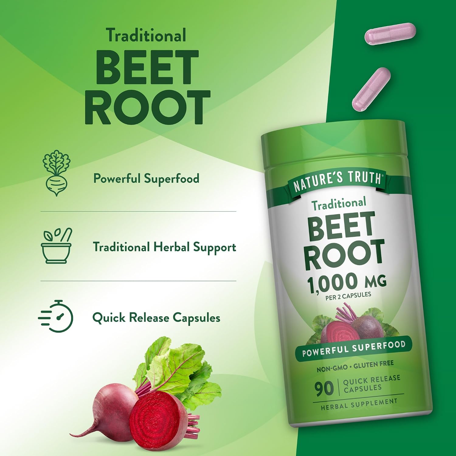 Nature's Truth Beet Root Capsules, 1000mg, 90 Capsules - görsel 5