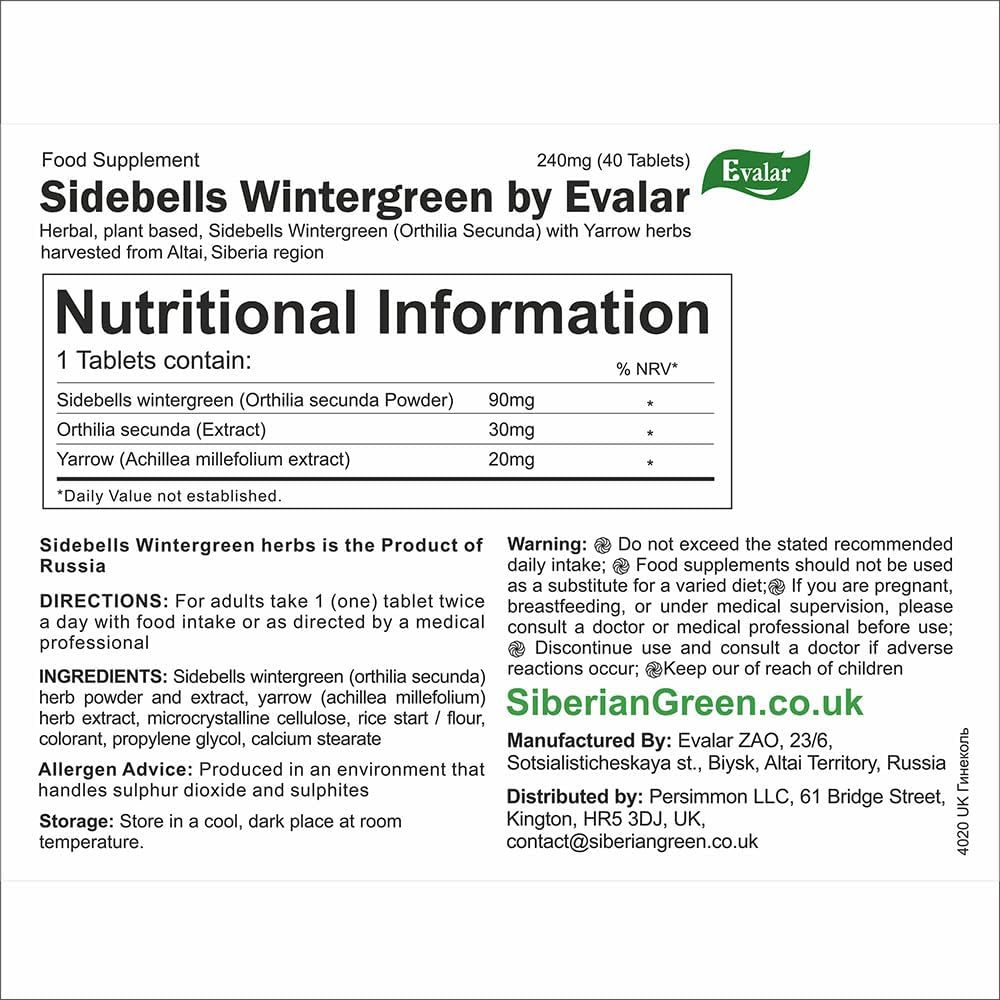 Evalar Orthilia Secunda Sidebells Wintergreen Yarrow Herb Supplement – 40 Tablets - görsel 4