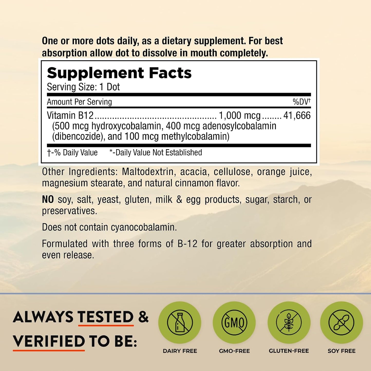 Mt. Angel Vitamins - Triple B-12 Dots | Fast-Dissolving Sublingual Dots with Methylcobalamin, Adenosylcobalamin & Hydroxocobalamin – 60 Dots - görsel 2