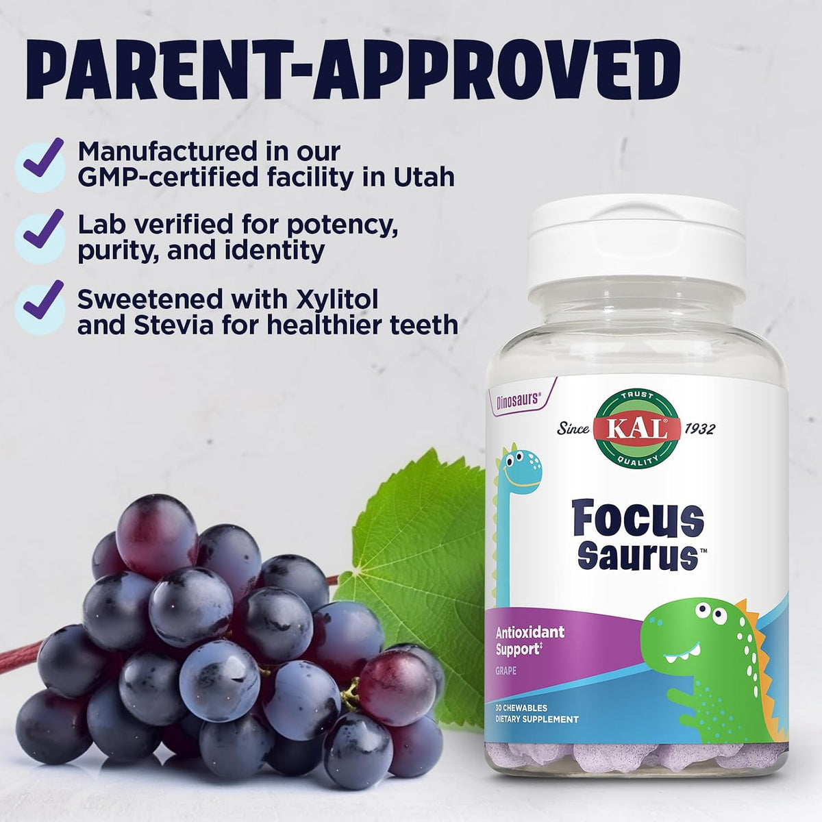 Kal Focus-Saurus Grape, 30 Chewable Tablets - görsel 4