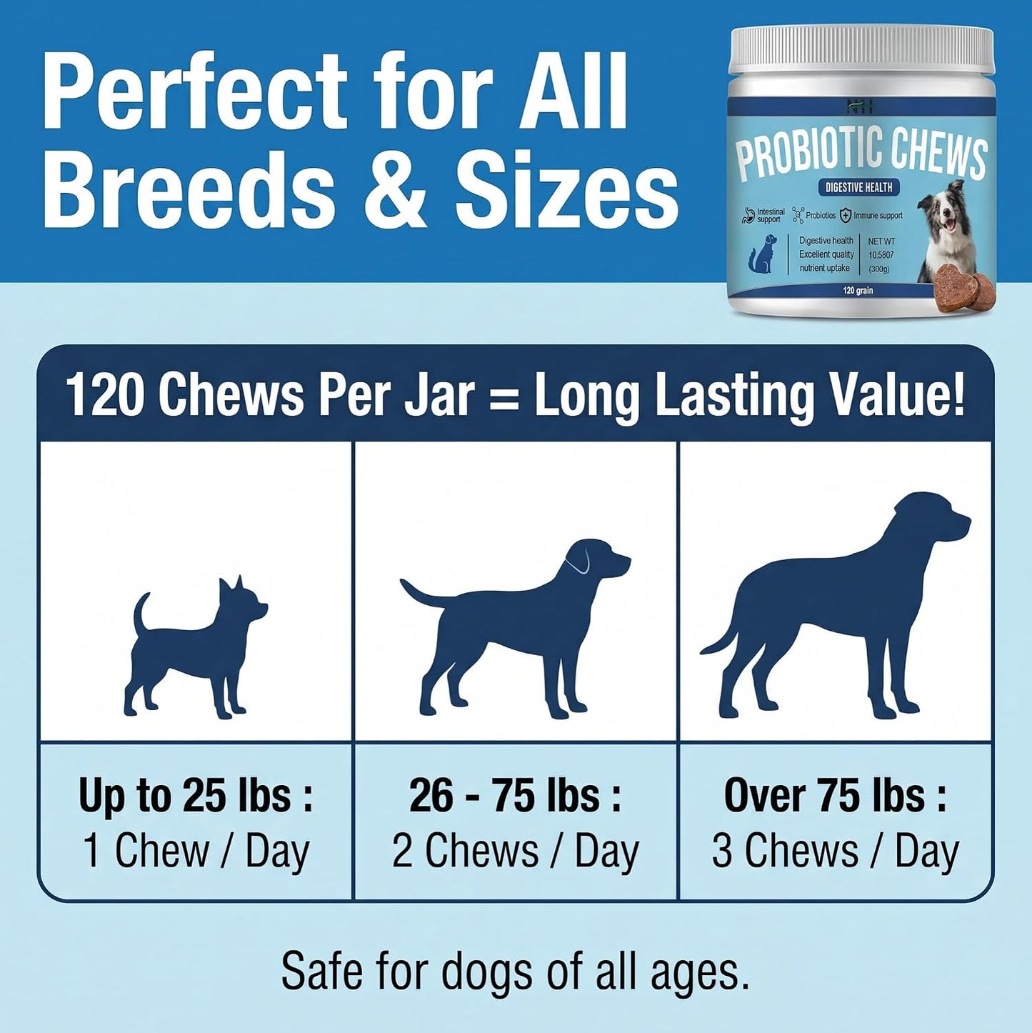 Probiotics for Dogs 120 Chews with Enzymes, Papaya, Pumpkin & Krill Oil - görsel 7