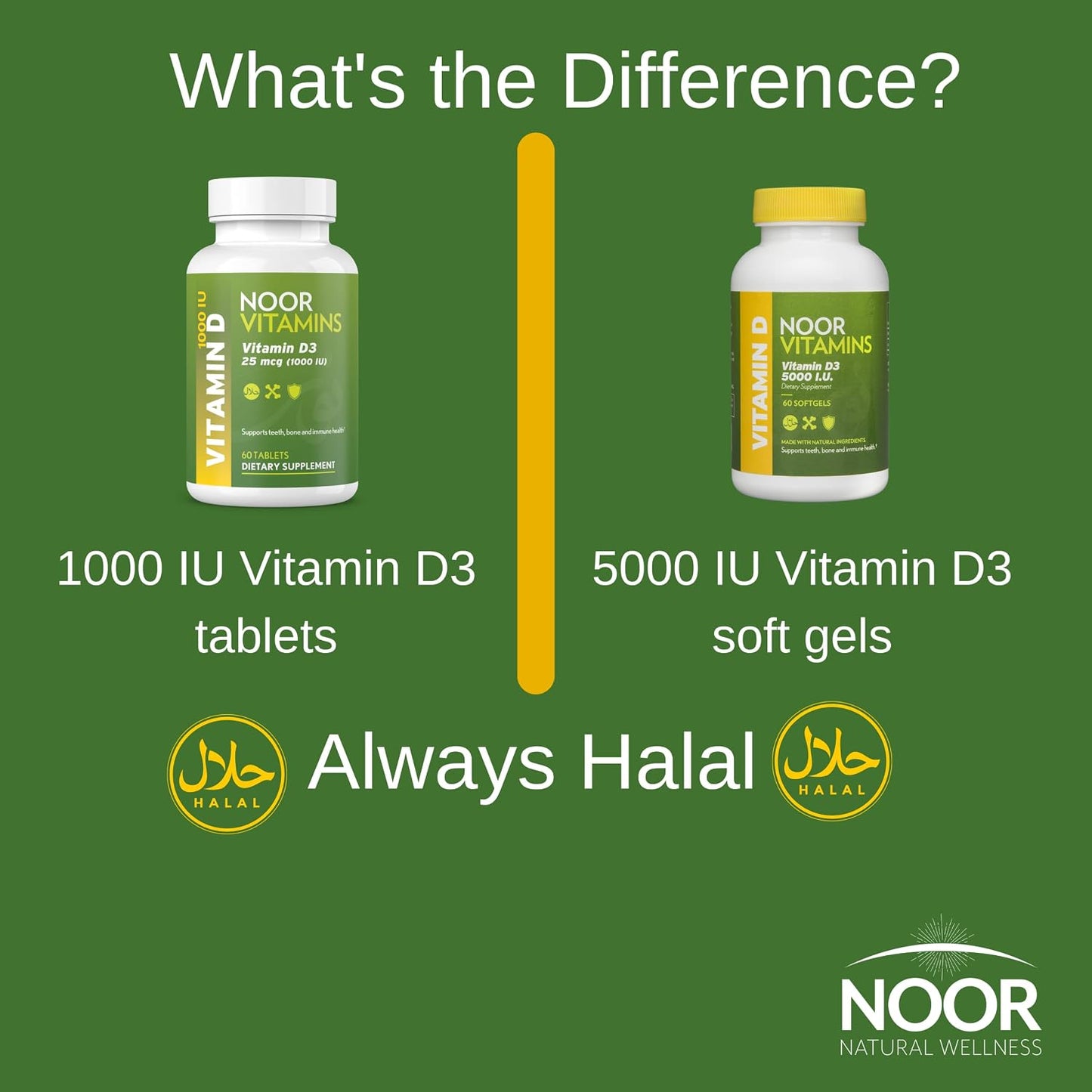 Noor Vitamins Halal Vitamin D3 1000 IU Tablets - 60 Count - görsel 6