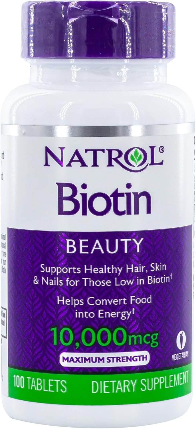 Natrol Biotin Maximum Strength 10000 mcg Tablets – 200 Count (2-Pack) - görsel 1