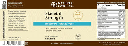 Nature's Sunshine Skeletal Strength - Bone Health Food Supplement with Calcium, Magnesium, Iron, Manganese, and Vitamins D, C, A, B - 150 Tablets