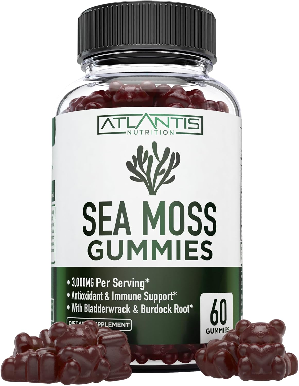 Irish Sea Moss Gummies - 3000mg - Sea Moss, Bladderwrack & Burdock Root - Antioxidant Superfood Supplement, 60 Gummies - görsel 1