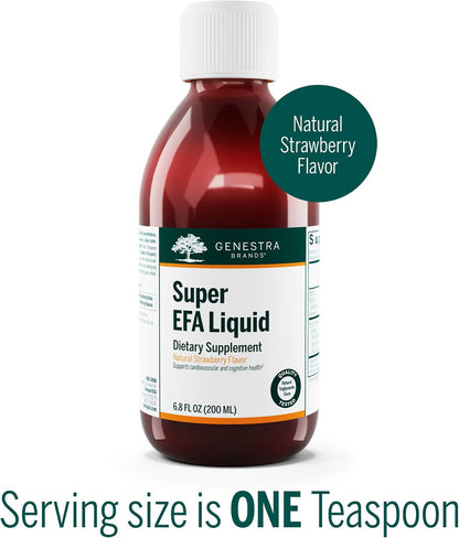 Genestra Brands Super EFA Liquid | Essential Fatty Acid Supplement for Cardiovascular, Brain, Eye & Nerve Health | 200 ml | Natural Strawberry Flavour