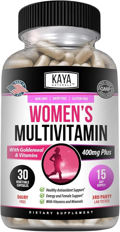 Kaya Naturals Women's Multivitamin - Daily Immune and Energy Support with Vitamins A, C, D, E, Biotin, Zinc (30 Tablets)